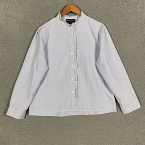 Kiel James Patrick Mariner Shirt Women's XL Blue/White Stripe Ruffle Long Sleeve